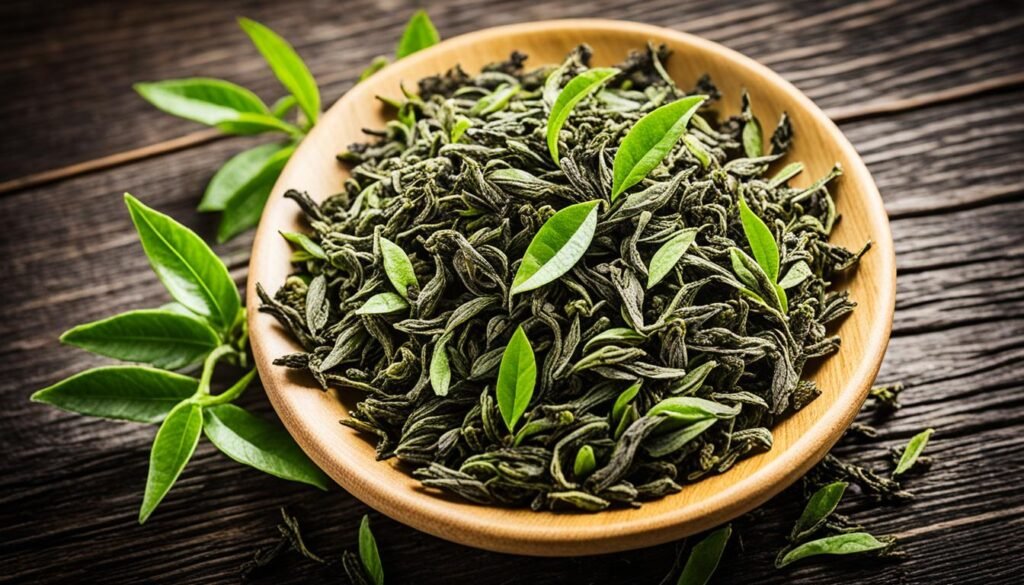 green tea leaves
